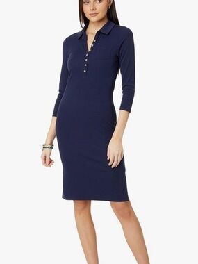 Lilly Pulitzer Reema 3/4 Sleeve Knee Length Dress in True Navy / XS